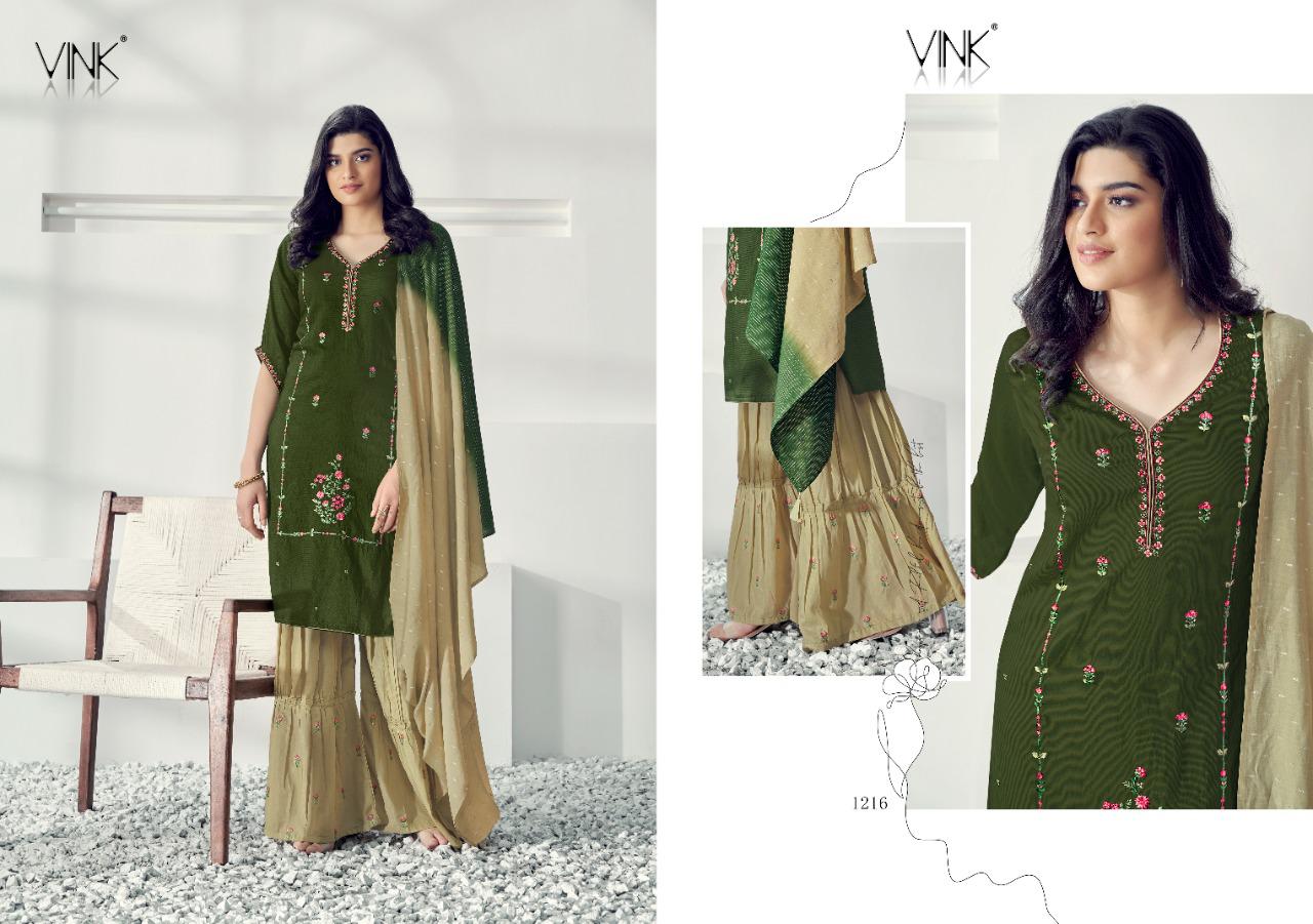 vink glam viscose decent embroidary look top with shaarara and dupaatta catalog