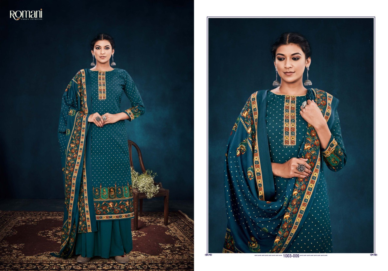 zulfat designer romani maahi spun elegant look salwar suit catalog