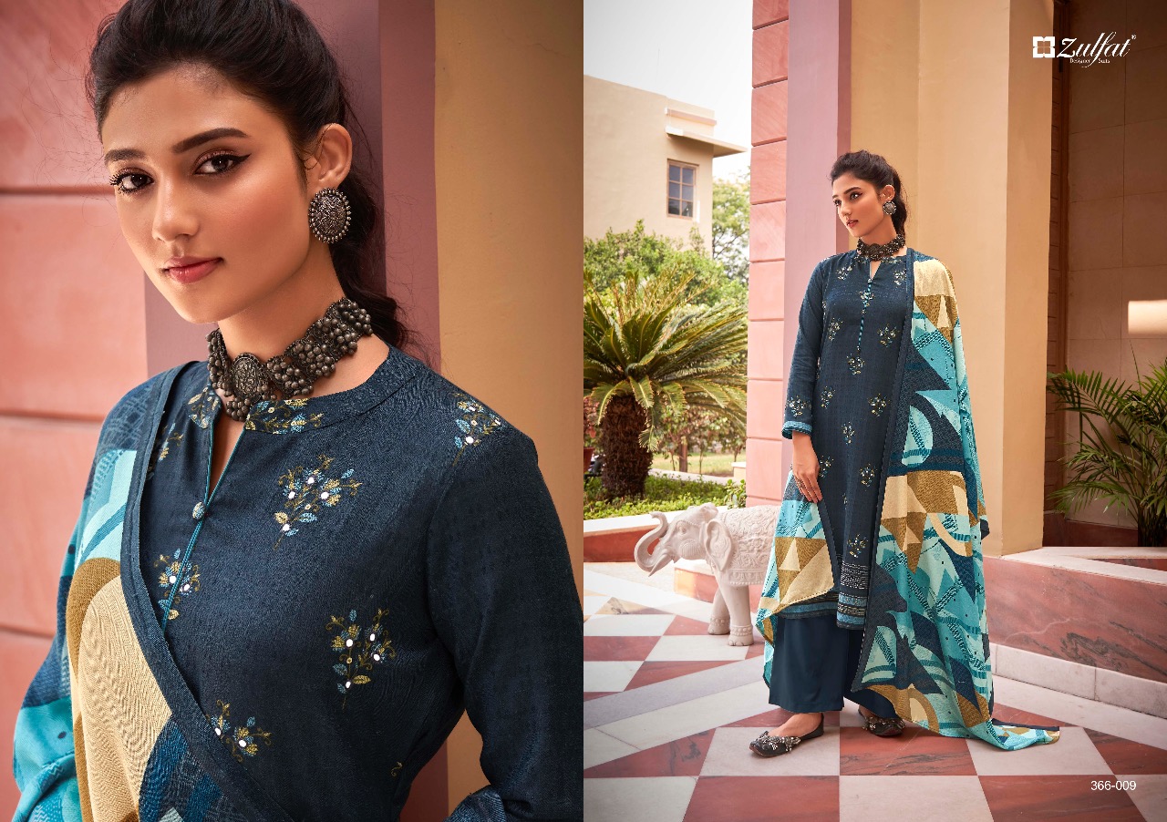 zulfat designer suit miraya pure pashmina elegant look salwar suit catalog
