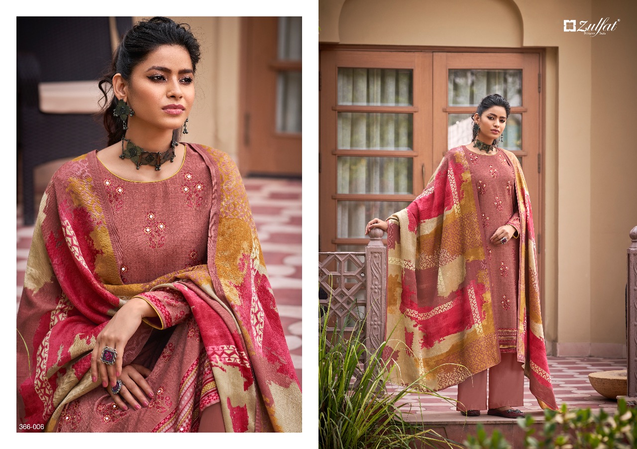 zulfat designer suit miraya pure pashmina elegant look salwar suit catalog
