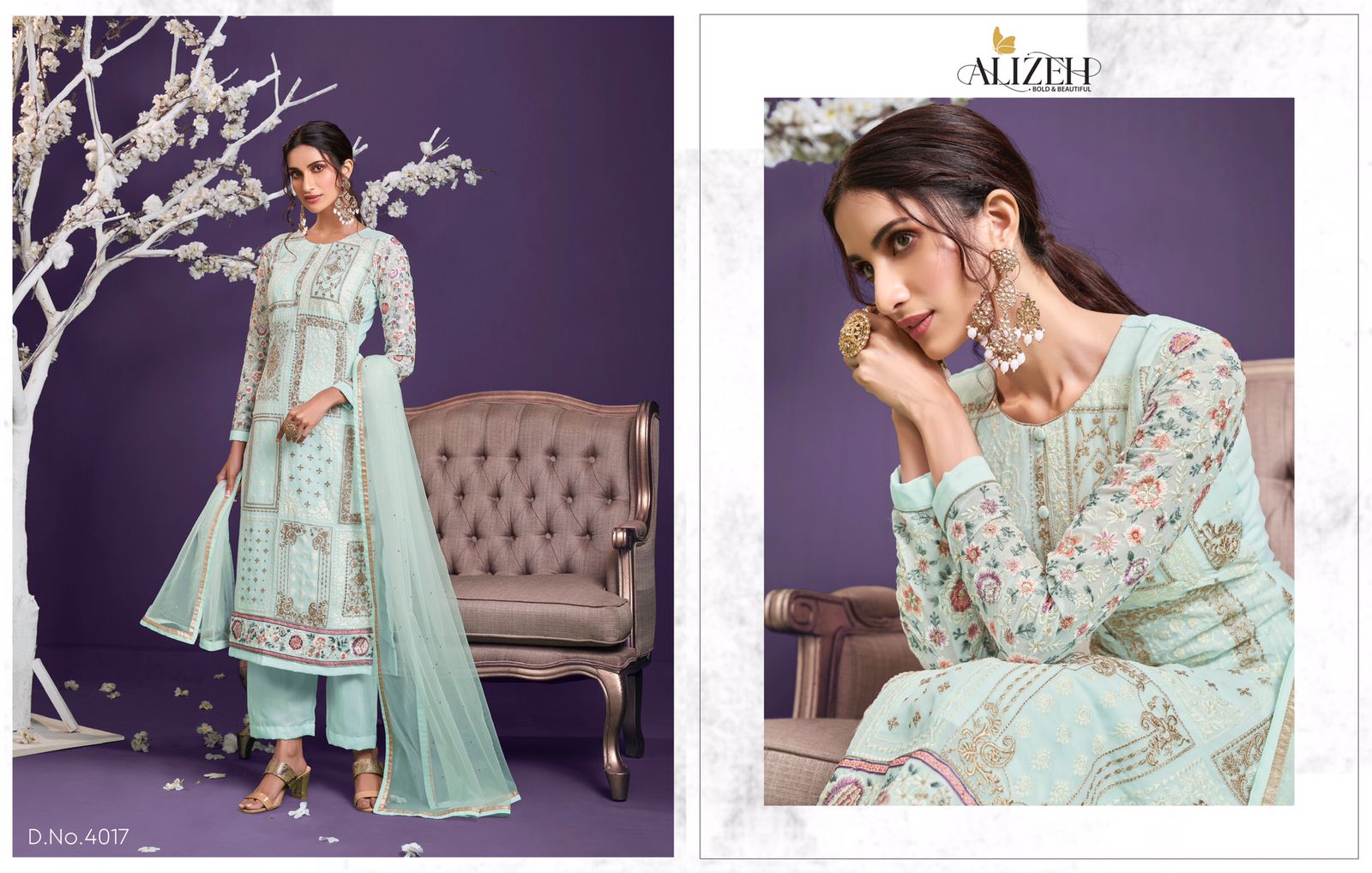 alizeh almora vol 4 georgette festive look slawar suit catalog