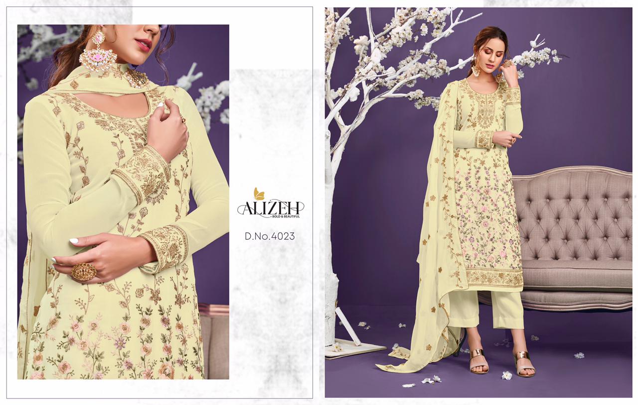 alizeh almora vol 4 georgette festive look slawar suit catalog