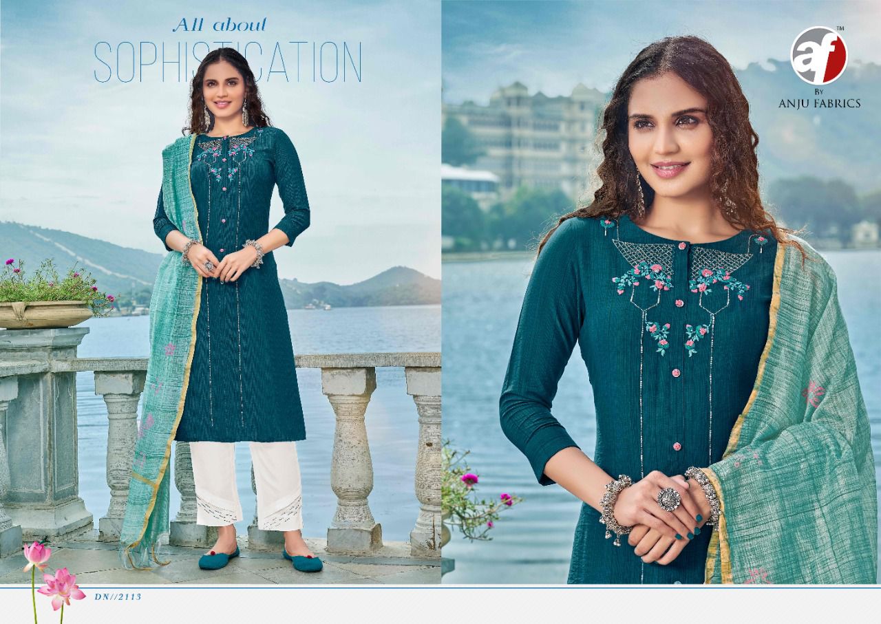 anju fabrics fashion point vol 1 silk innovative look kurti bottom with dupatta catalog