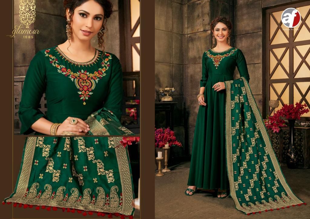 anju fabrics haseen pal vol 7 silk elegant top with dupatta catalog