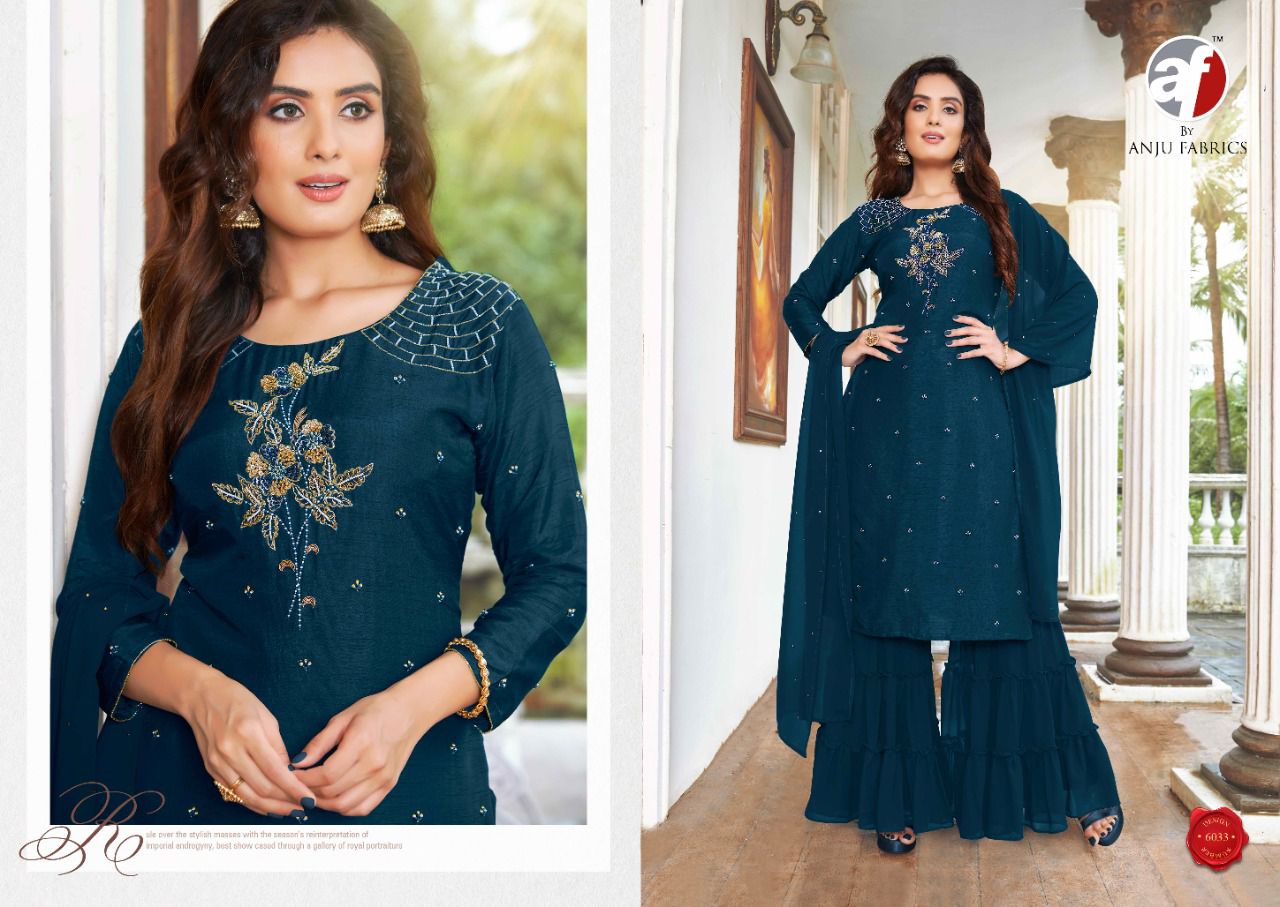 anju fabrics sahiba vol 3 dola silk innovative look kurti garara with dupatta catalog