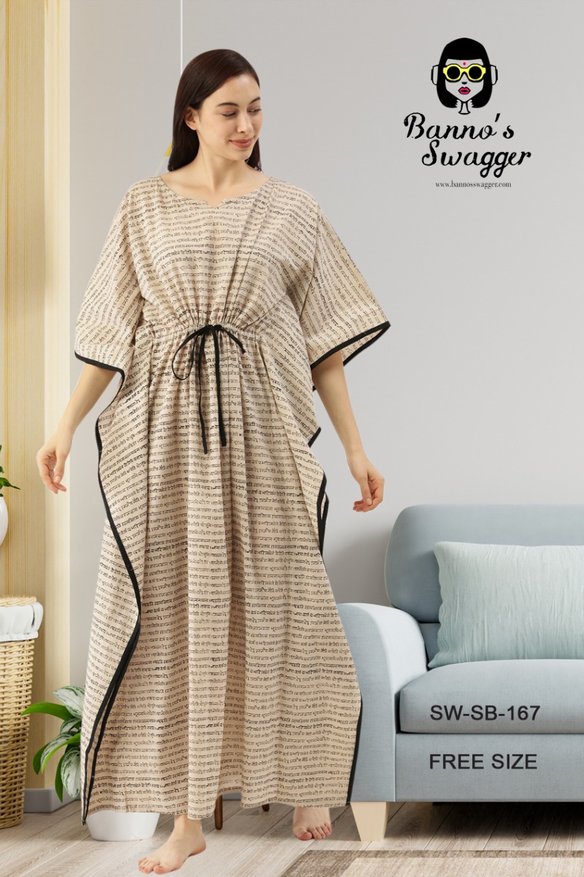 bannos swagger kaftaan cotton authentic fabrics night wear catalog