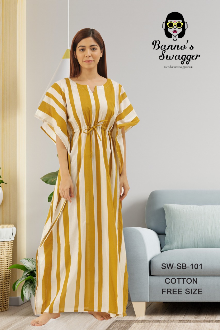 bannos swagger kaftaan cotton authentic fabrics night wear catalog