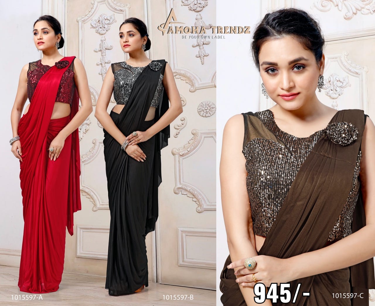 amoha trendz d no 1015597 lycra astonishing saree catalog