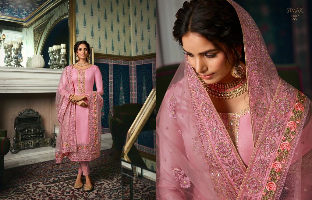 glossy simar motif pure tussar silk innovative look salwar suit catalog