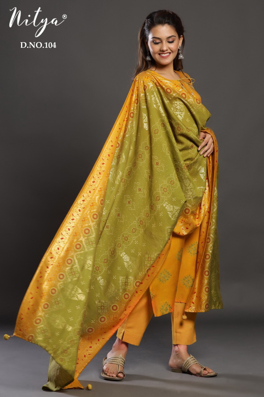 lt nitya nitya d no 104 modal silk regal look kurti pant with dupatta size set