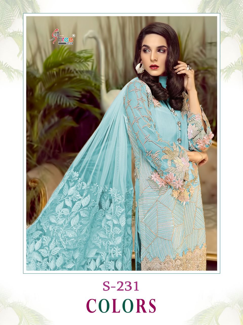 shree fab s 231 colours georgette regal look salwar suit colour set
