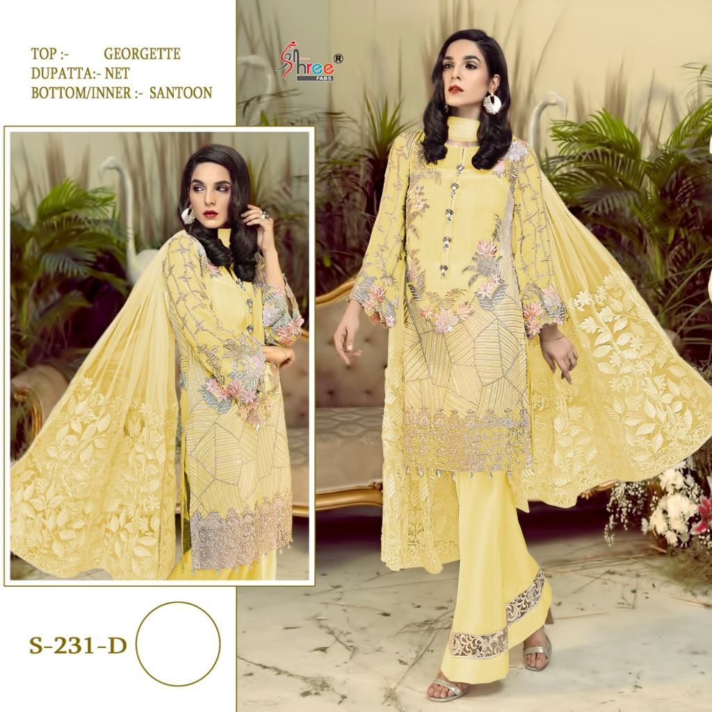 shree fab s 231 colours georgette regal look salwar suit colour set