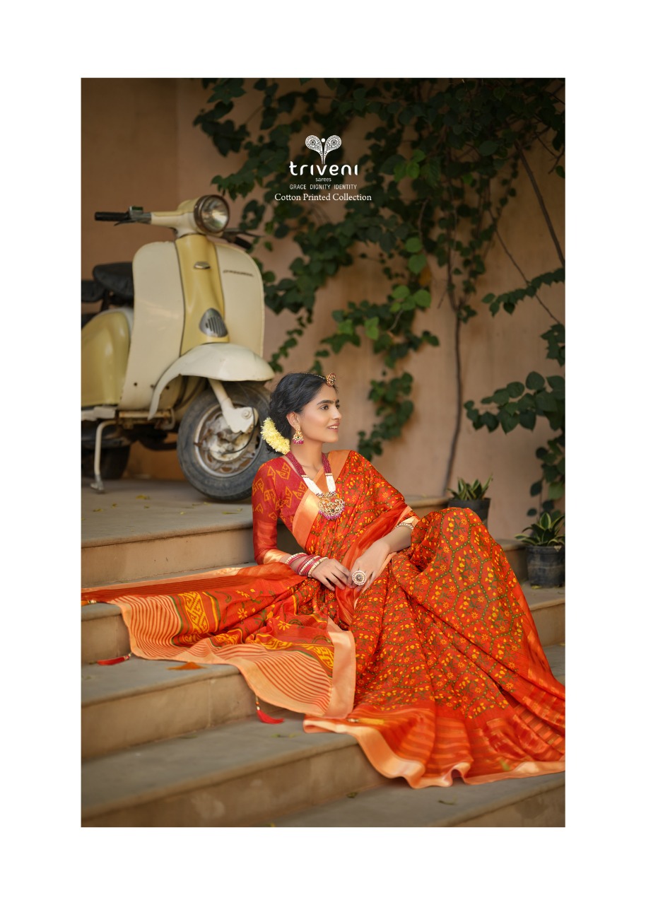 triveni ahana cotton decent look print saree catalog