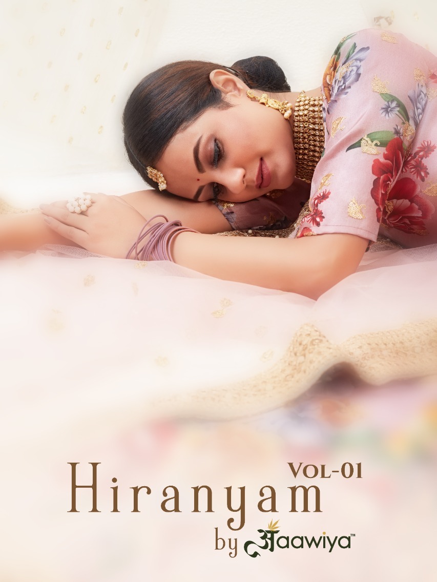 aawiya offical hiranyam vol 1 silk regal look lehngha choli with dupatta catalog