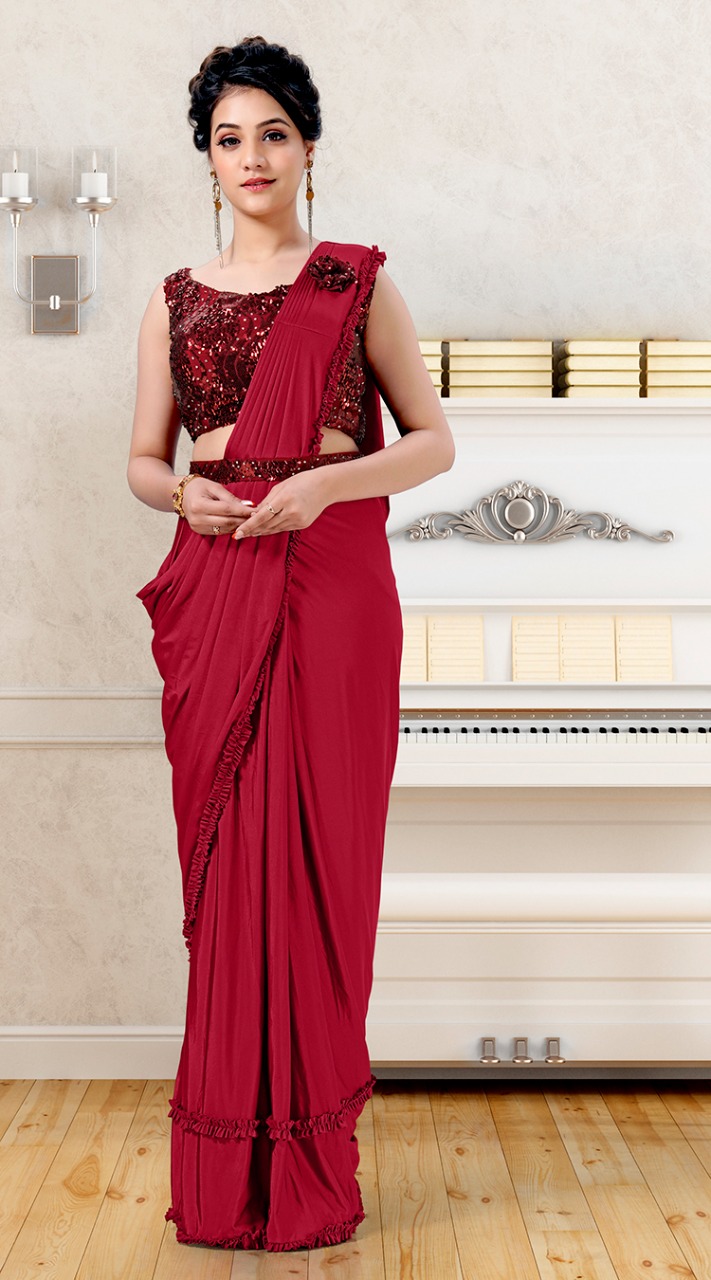 amoha trendz Design No 1015801 Imported Lycra new and modern style saree catalog