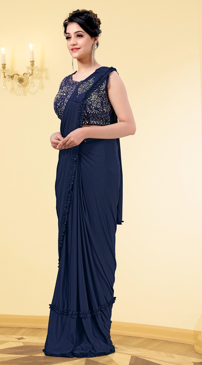 amoha trendz Design No1015783 Imported Lycra festive look saree catalog