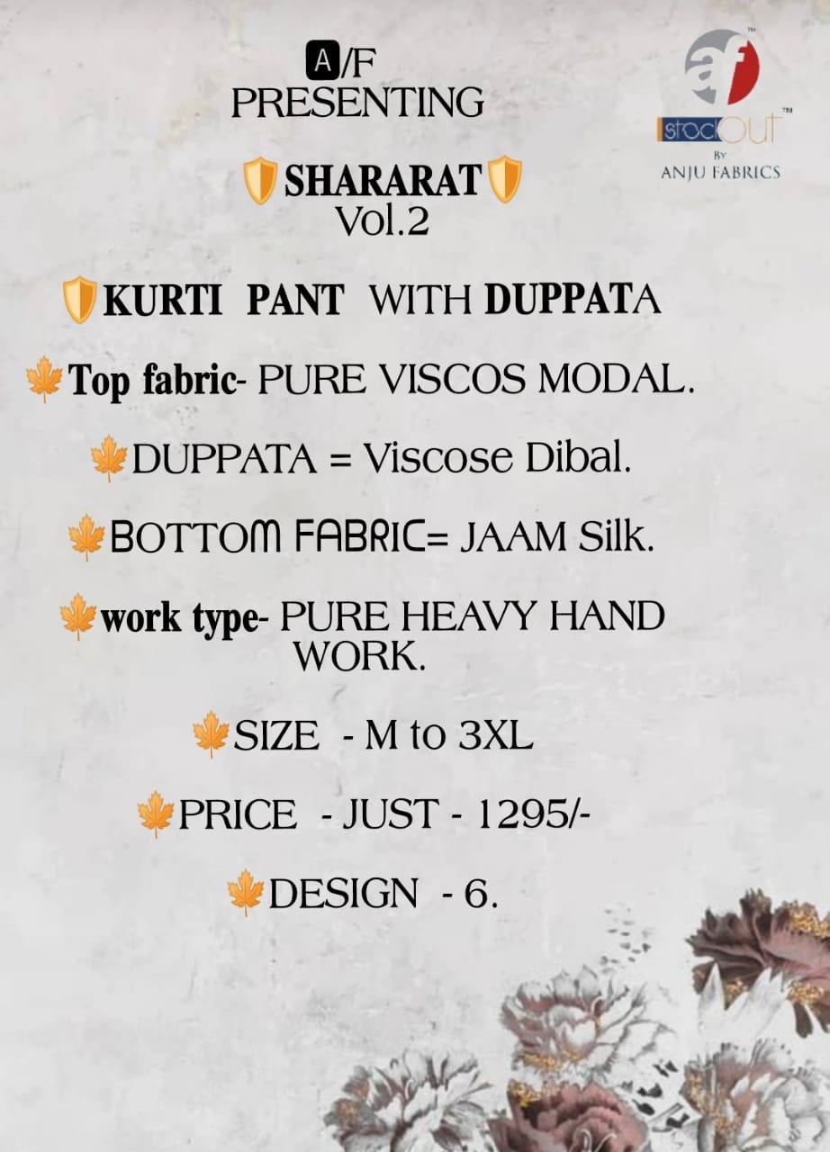 anju fabrics shararat vol 2 viscose innovative look kurti bottom with dupatta catalog