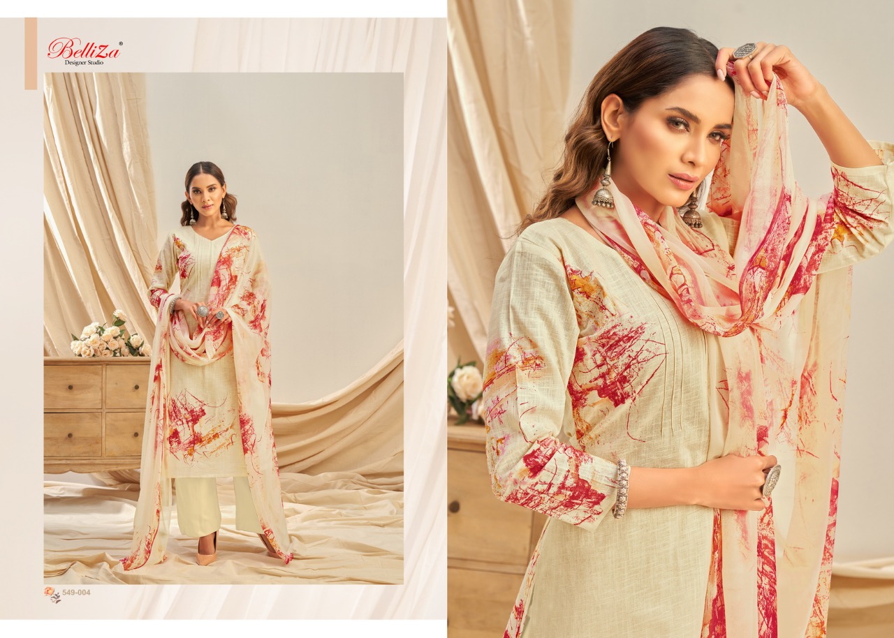 beliza designer studio rukhsar cotton linen innovative print salwar suit catalog