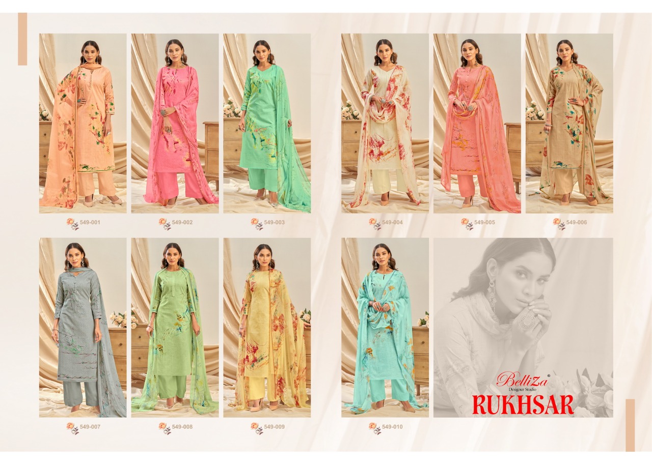 beliza designer studio rukhsar cotton linen innovative print salwar suit catalog