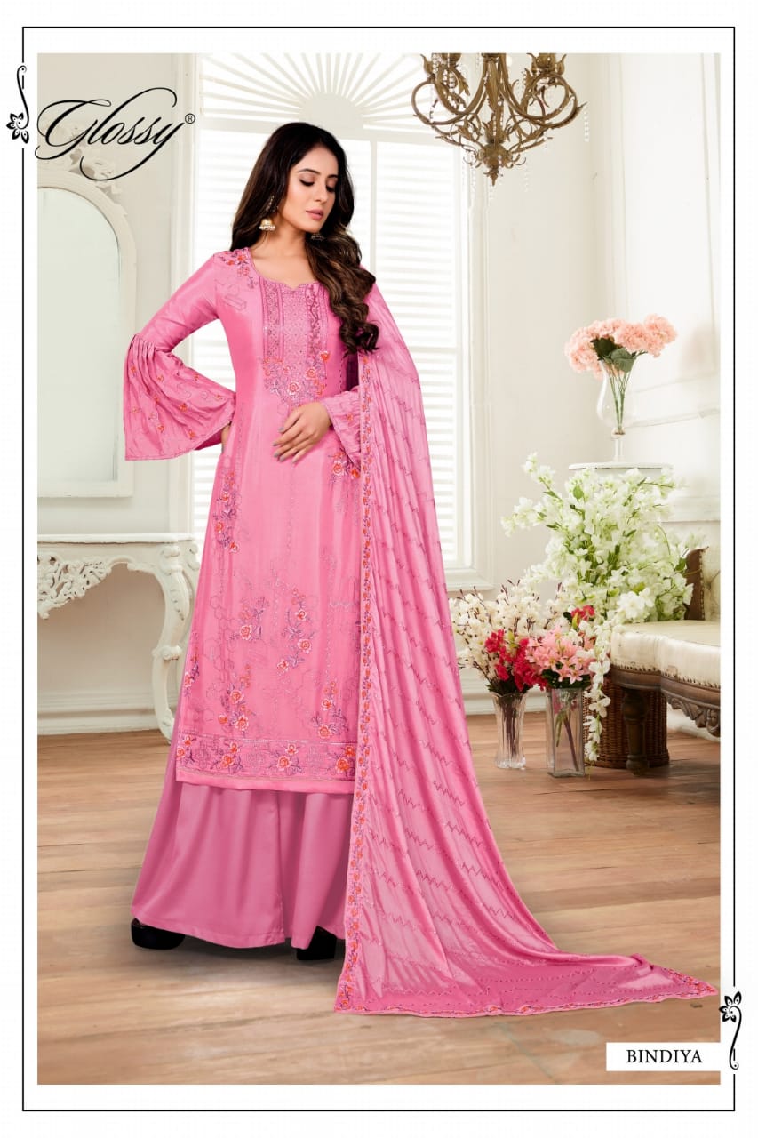 glossy bindiya chiffon astonishing salwar suit catalog