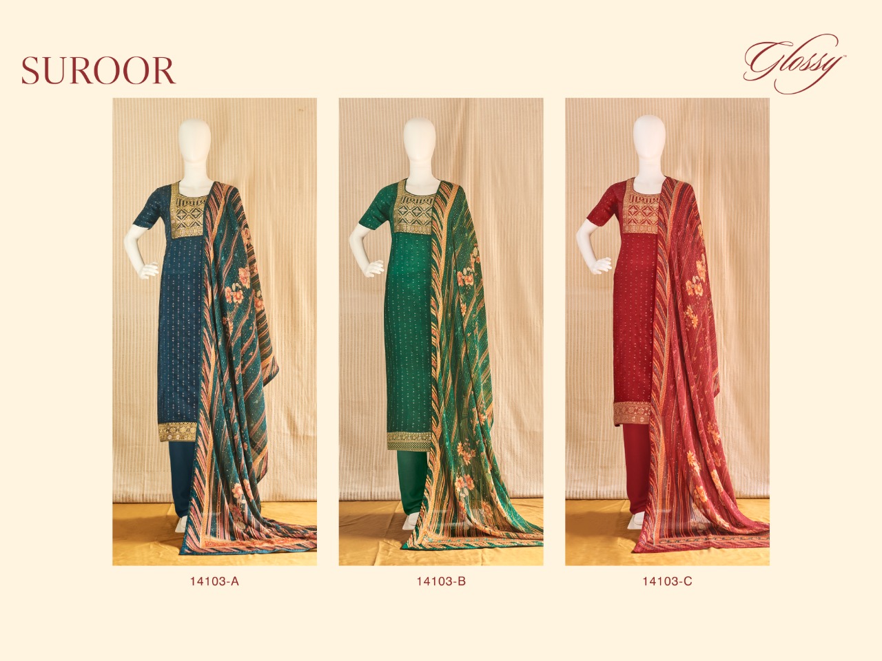 glossy suroor pure upada regal look salwar suit catalog