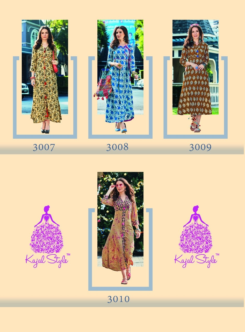 kajal style fashion femina 3 reyon classic trendy look kurti catalog