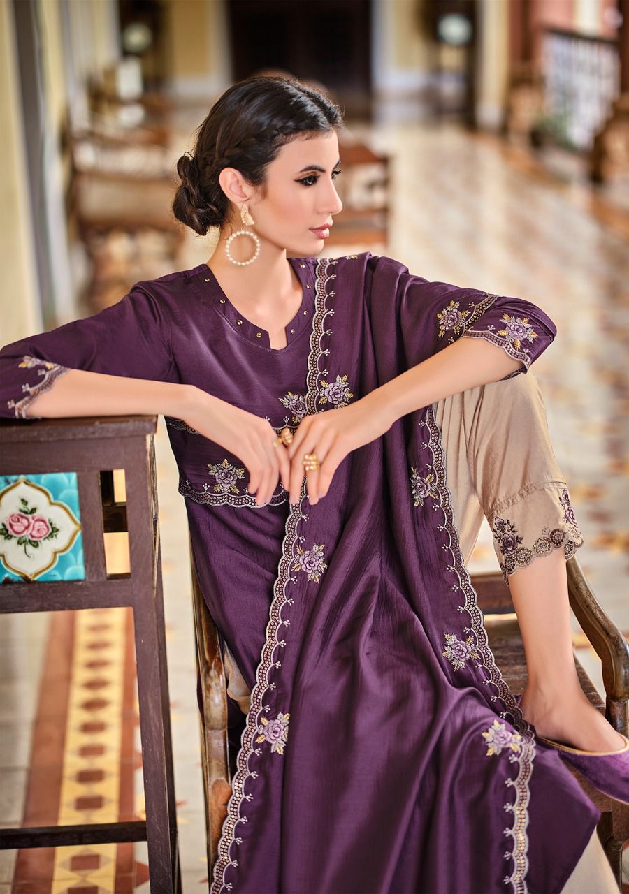 kalki fashion izabella vol 3 silk astonishing top bottom with dupatta catalog
