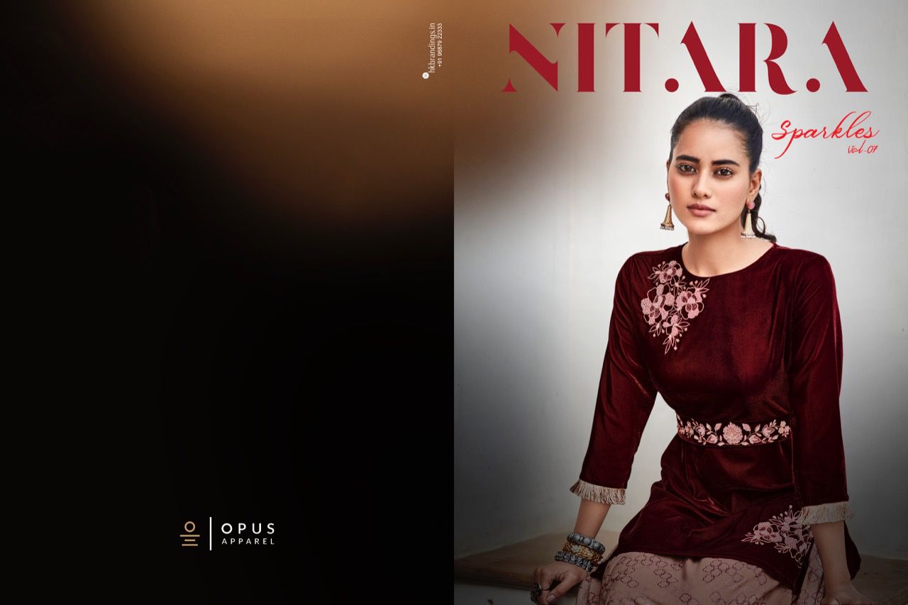 nitara Sparkles Vol 7 viscose velvet astonishing look skirt top catalog