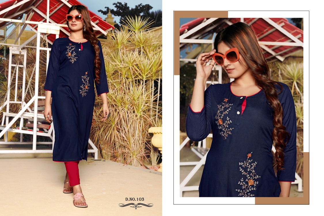 poorvi designer Jasmine vol 1 rayon elegant kurti catalog