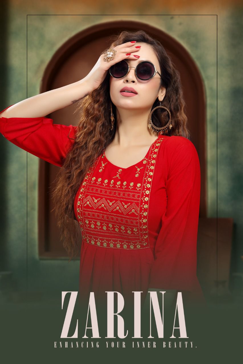 The womens thread zarina rayon attractive look kurti catalog