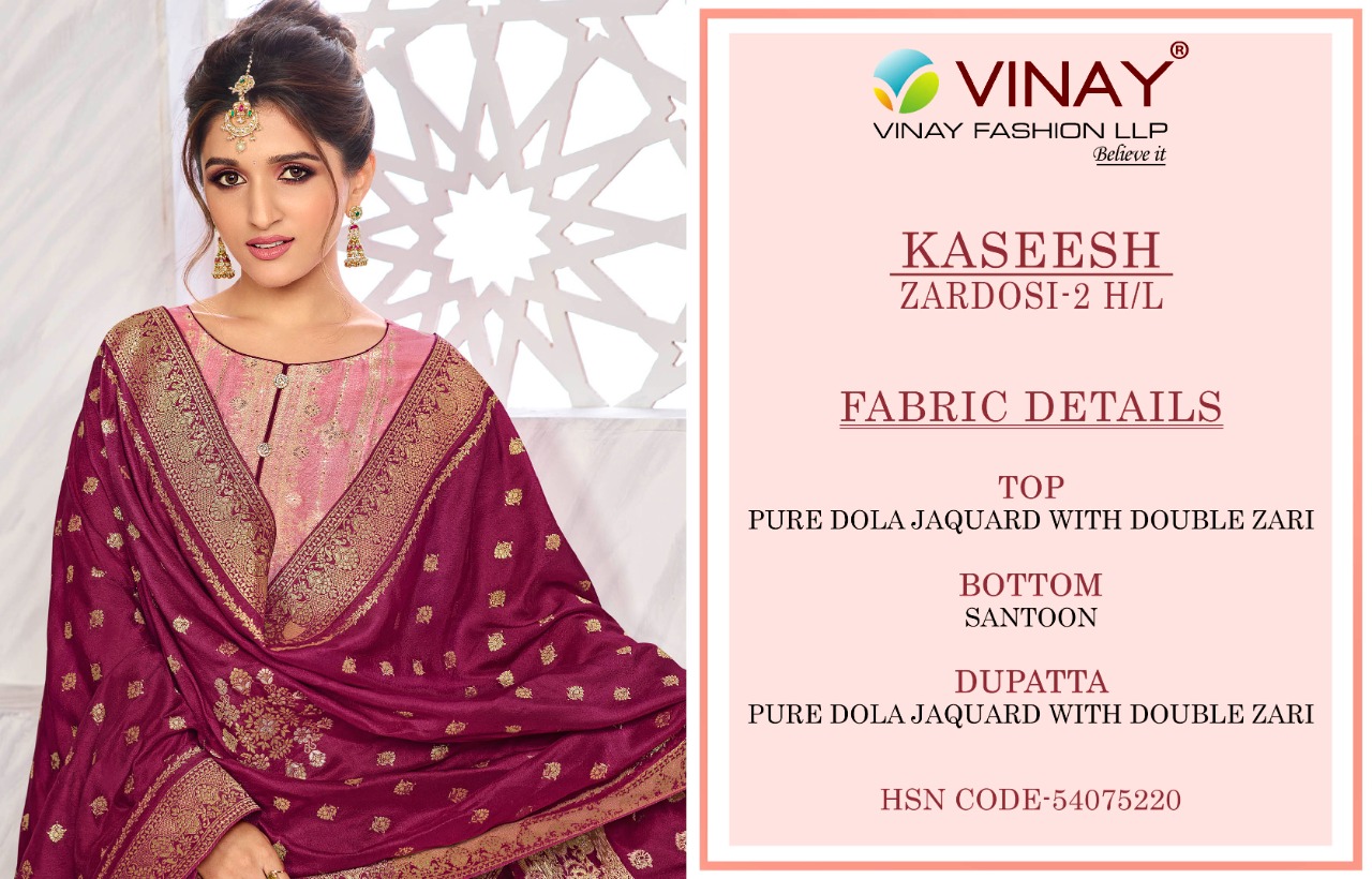 vinay fashion kaseesh zardosi 2 hitlist dola jaquard georgette elegant look salwar suit catalog