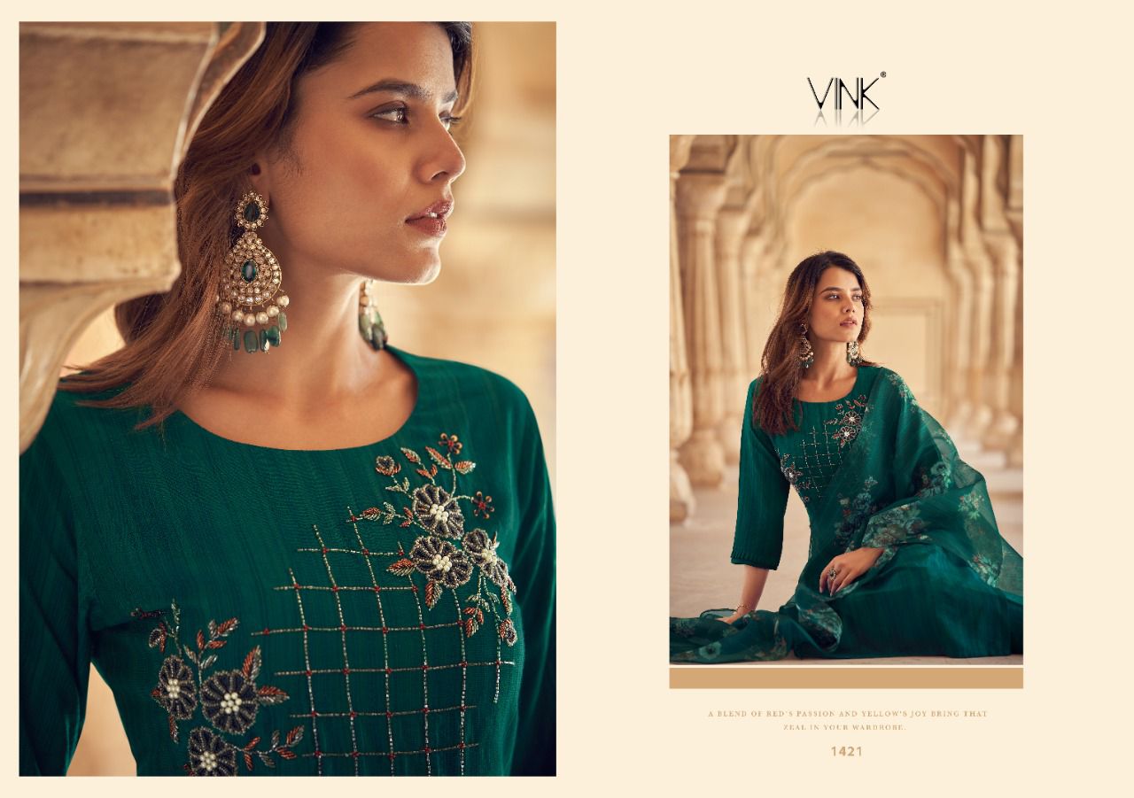 vink sparkle viscose innovative look kurti pant with dupatta catalog