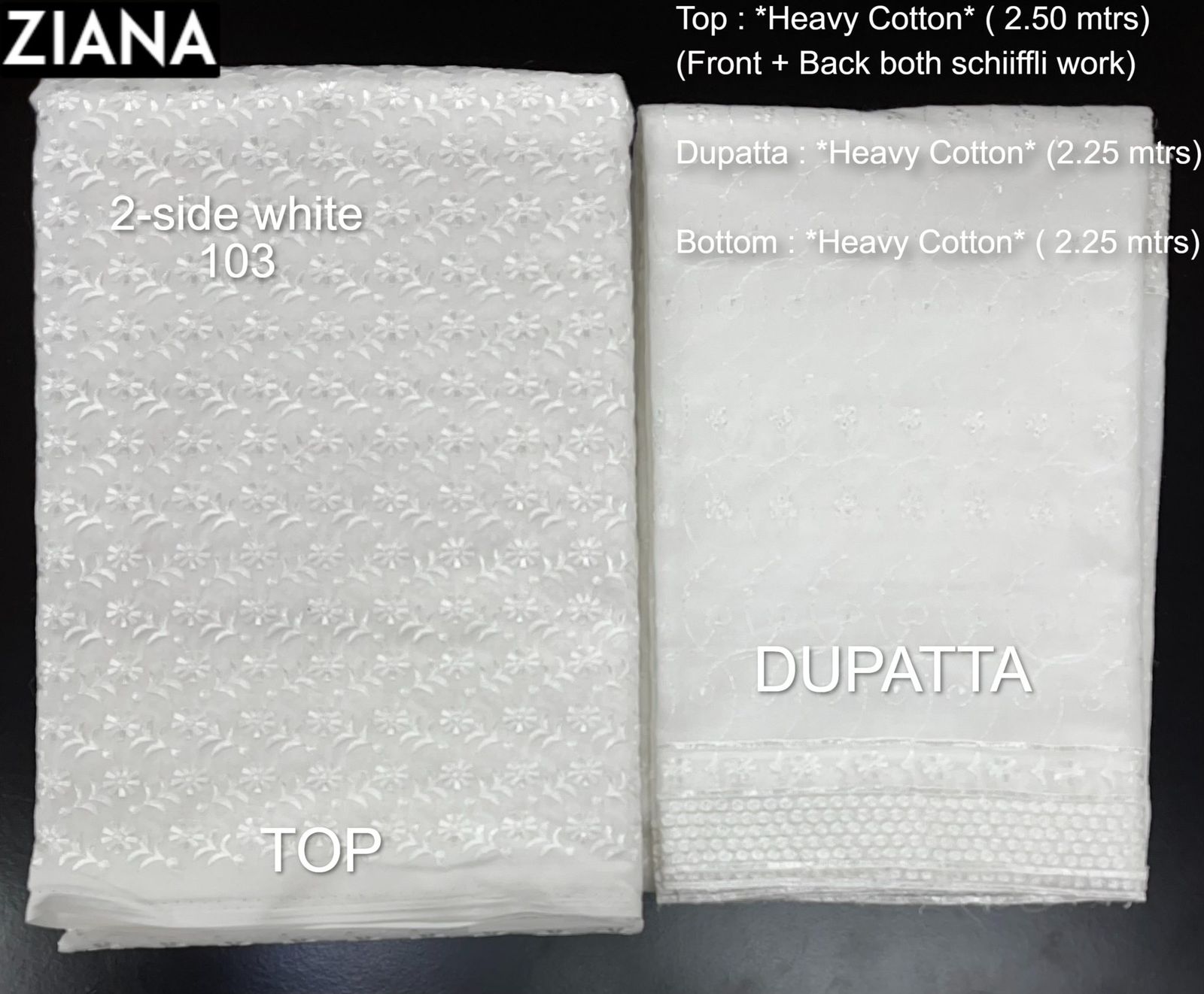 ziana baby 2 side white cotton decent look salwar suit catalog