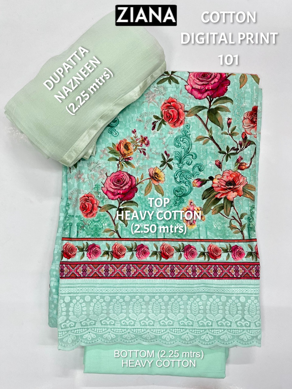 ziana cotton digital print 101 cotton exclusive print salwar suit calour set