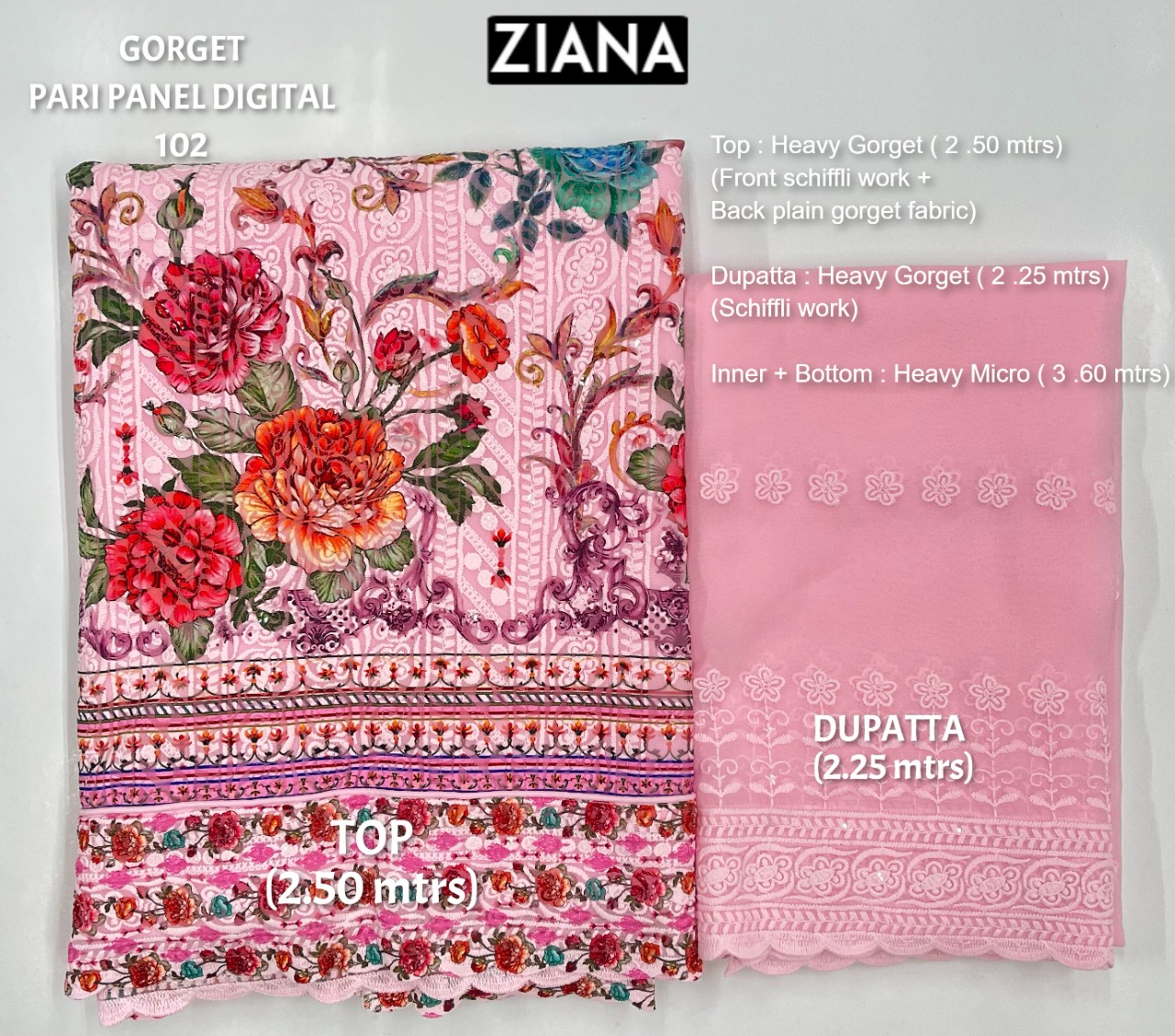 ziana gorget pari panel digital 102 gorget elegant salwar suit colour set
