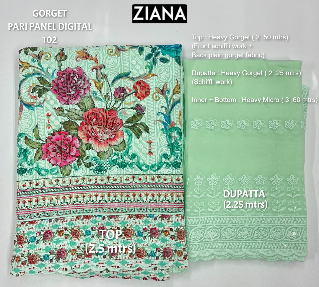 ziana gorget pari panel digital 102 gorget elegant salwar suit colour set