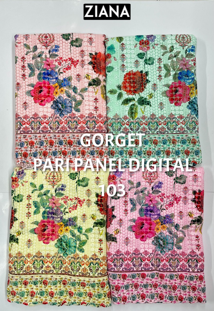 ziana gorget pari panel digital 103 gorget regal look salwar suit colour set