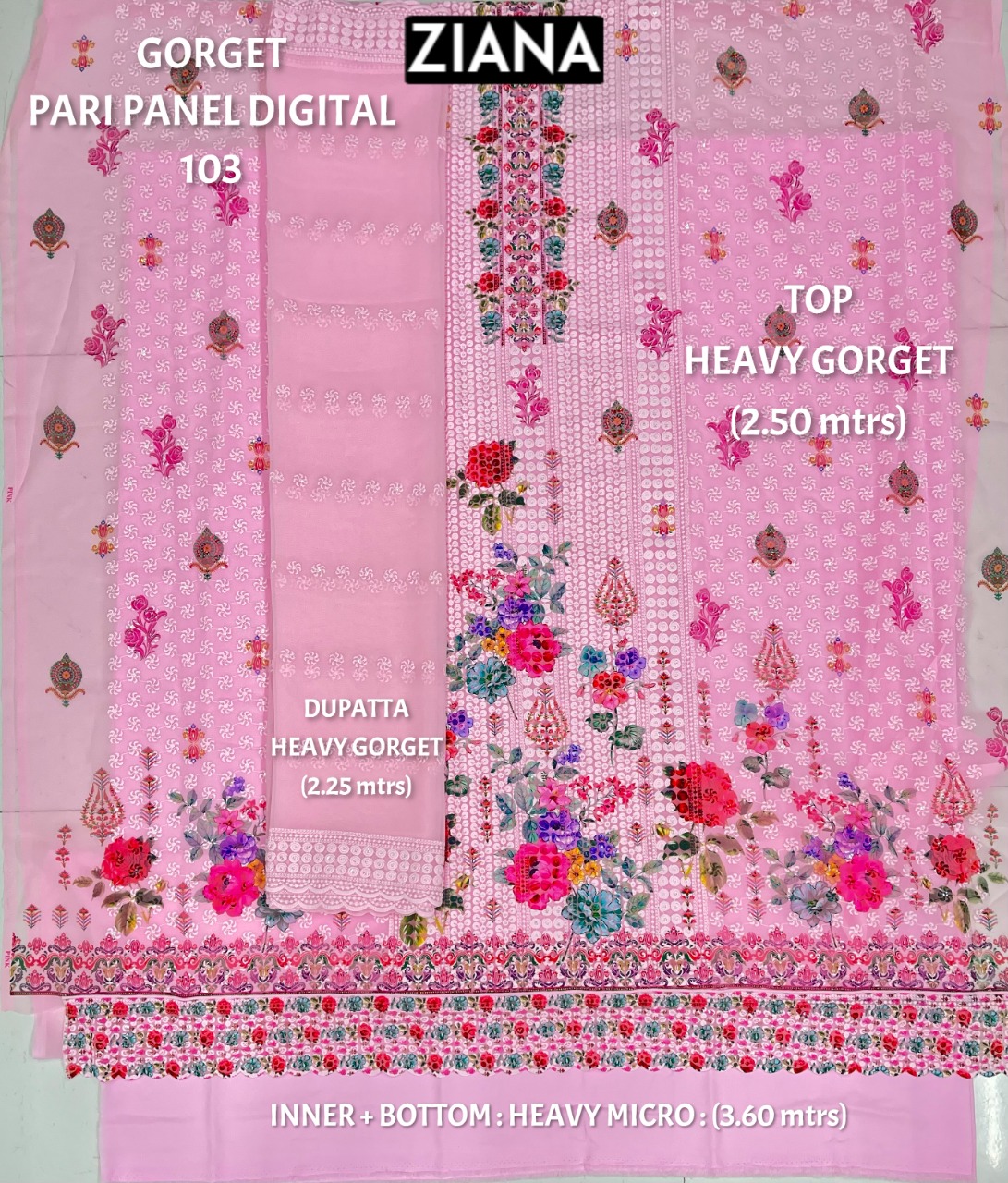 ziana gorget pari panel digital 103 gorget regal look salwar suit colour set