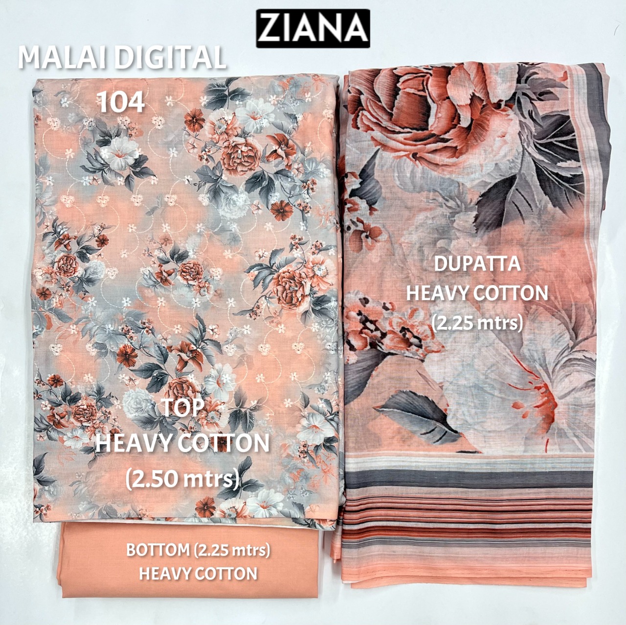 ziana malai digital 104 cotton catchy look salwar suit colour set