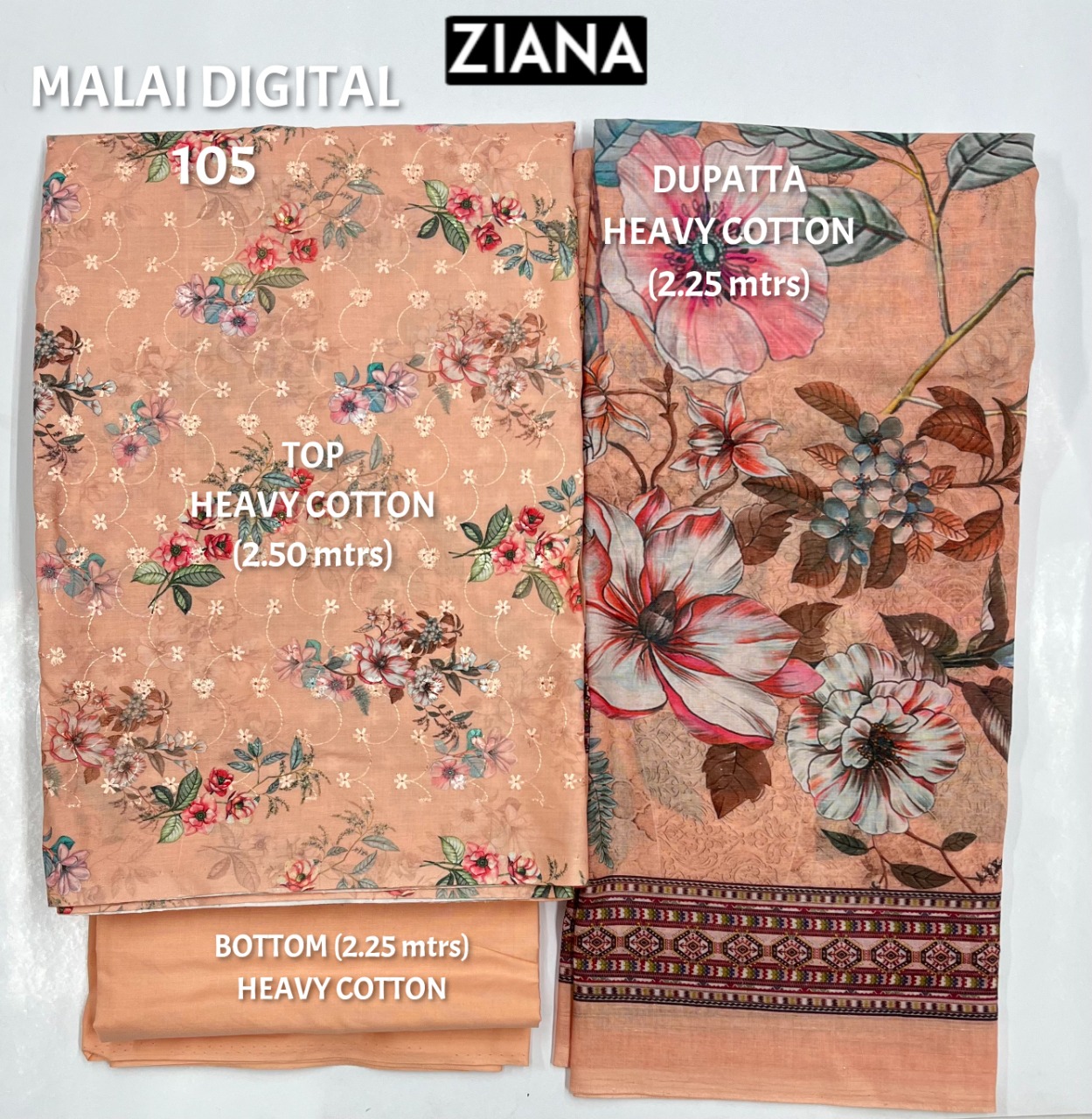 ziana malai digital 105 cotton authentic fabric salwar suit catalog
