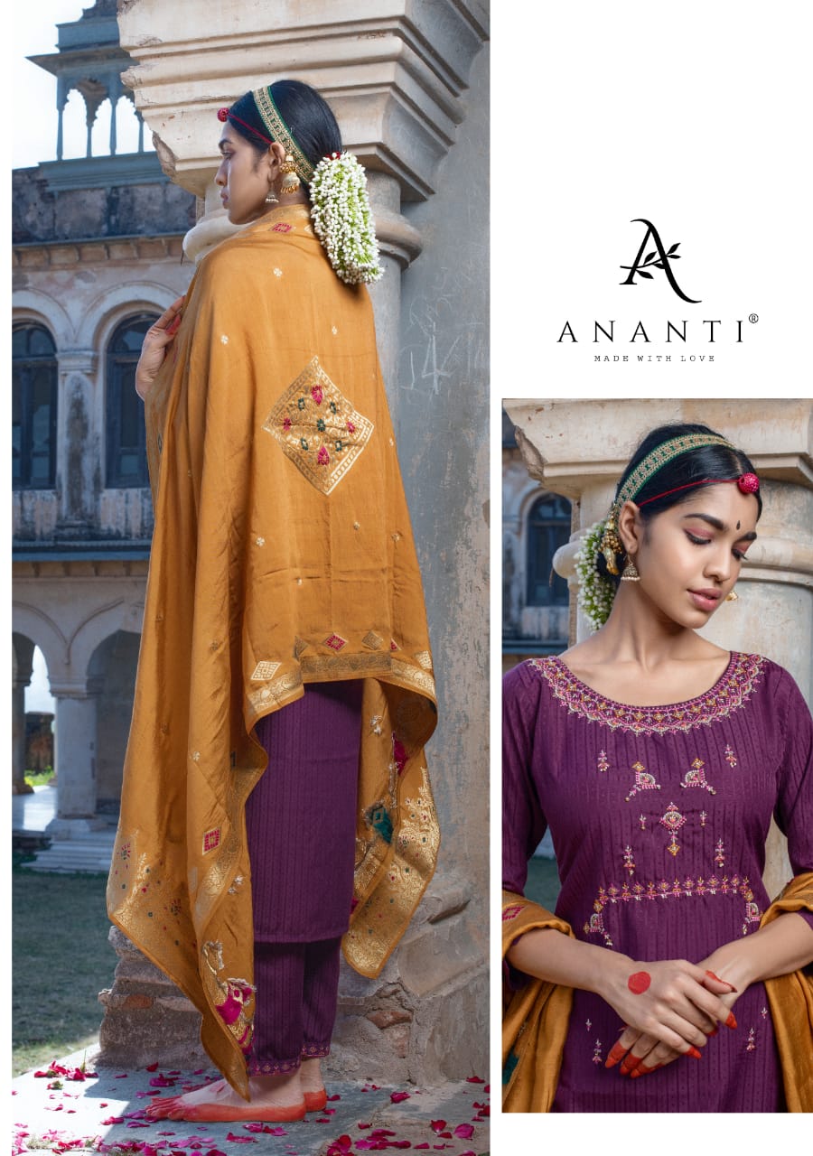 ananti nirakar silk gorgeous look top bottom with dupatta catalog