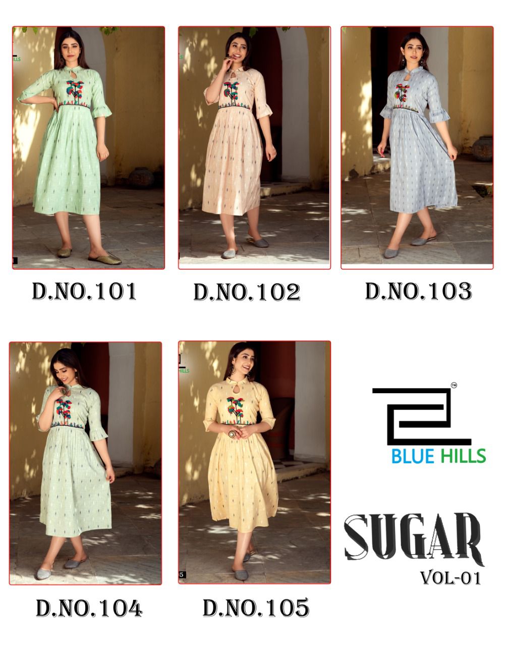 Blue hills sugar rayon elegant kurti colour set