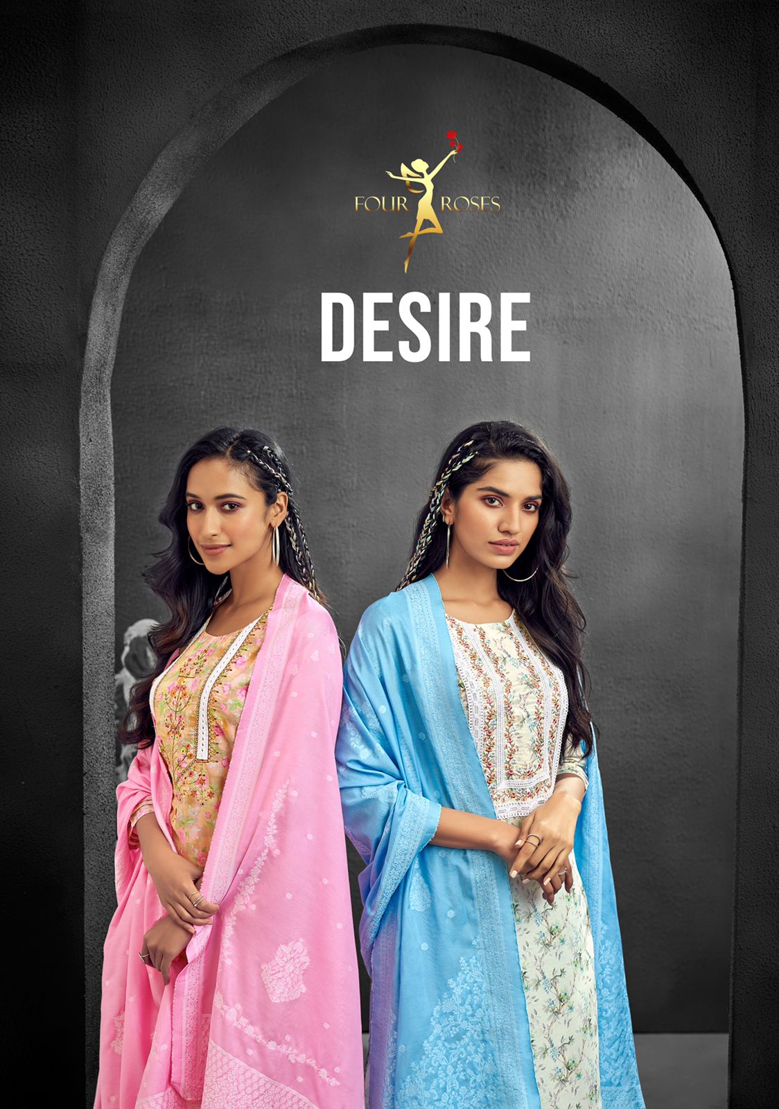four roses desire viscose new and modern style top bottom with dupatta catalog