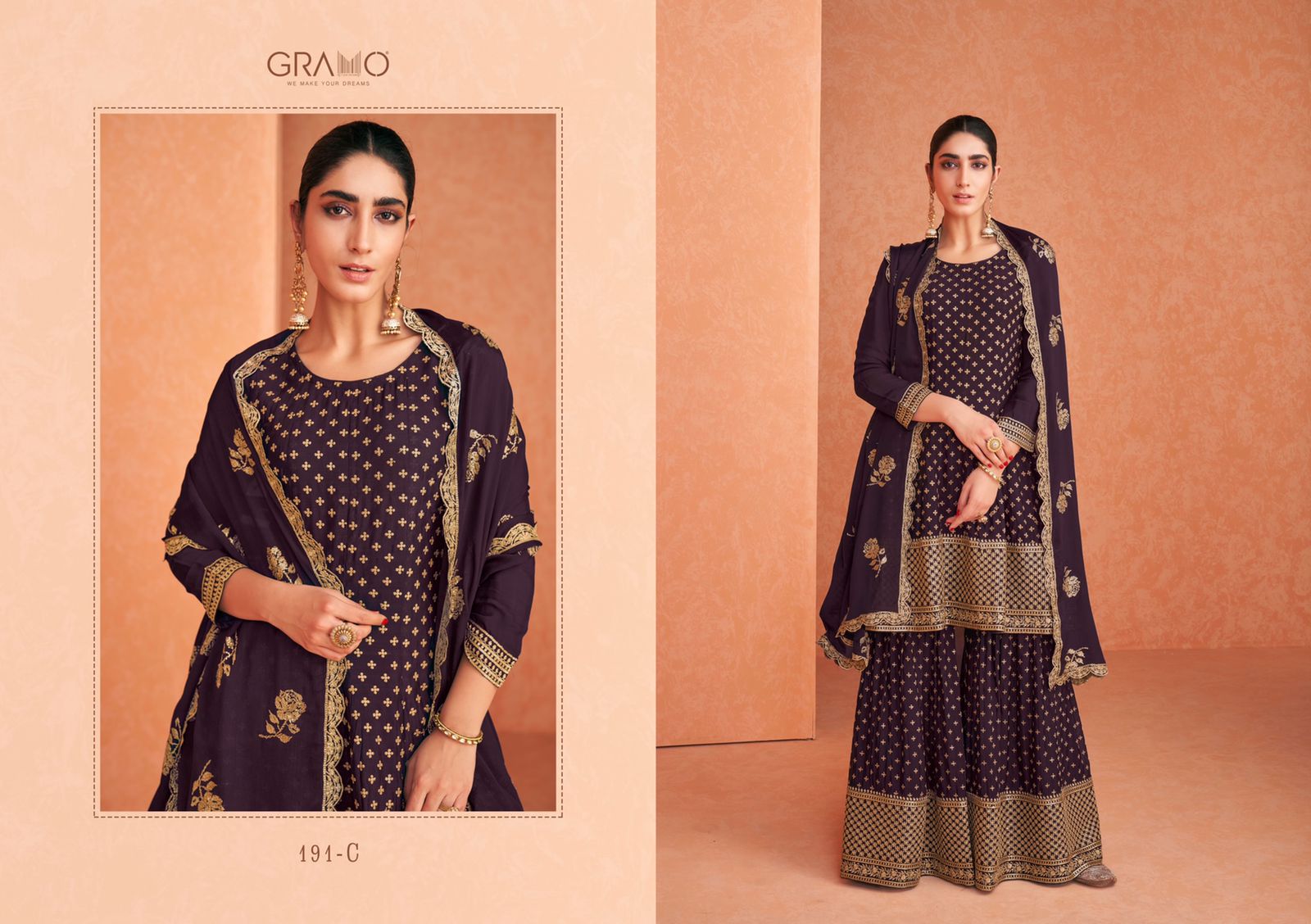 gramo colour special vol 3 georgette graceful look top bottom with dupatta catalog