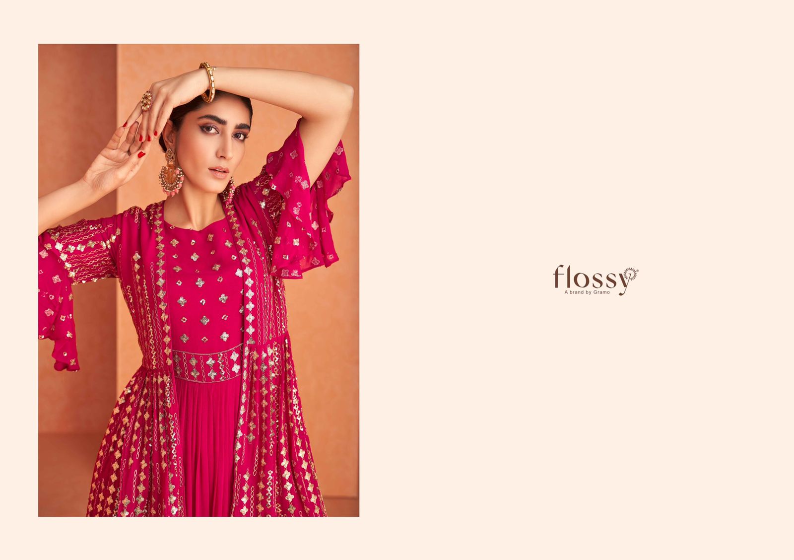 gramo flossy naksha vol 1 georgette attrective look kurti pant with dupatta catalog