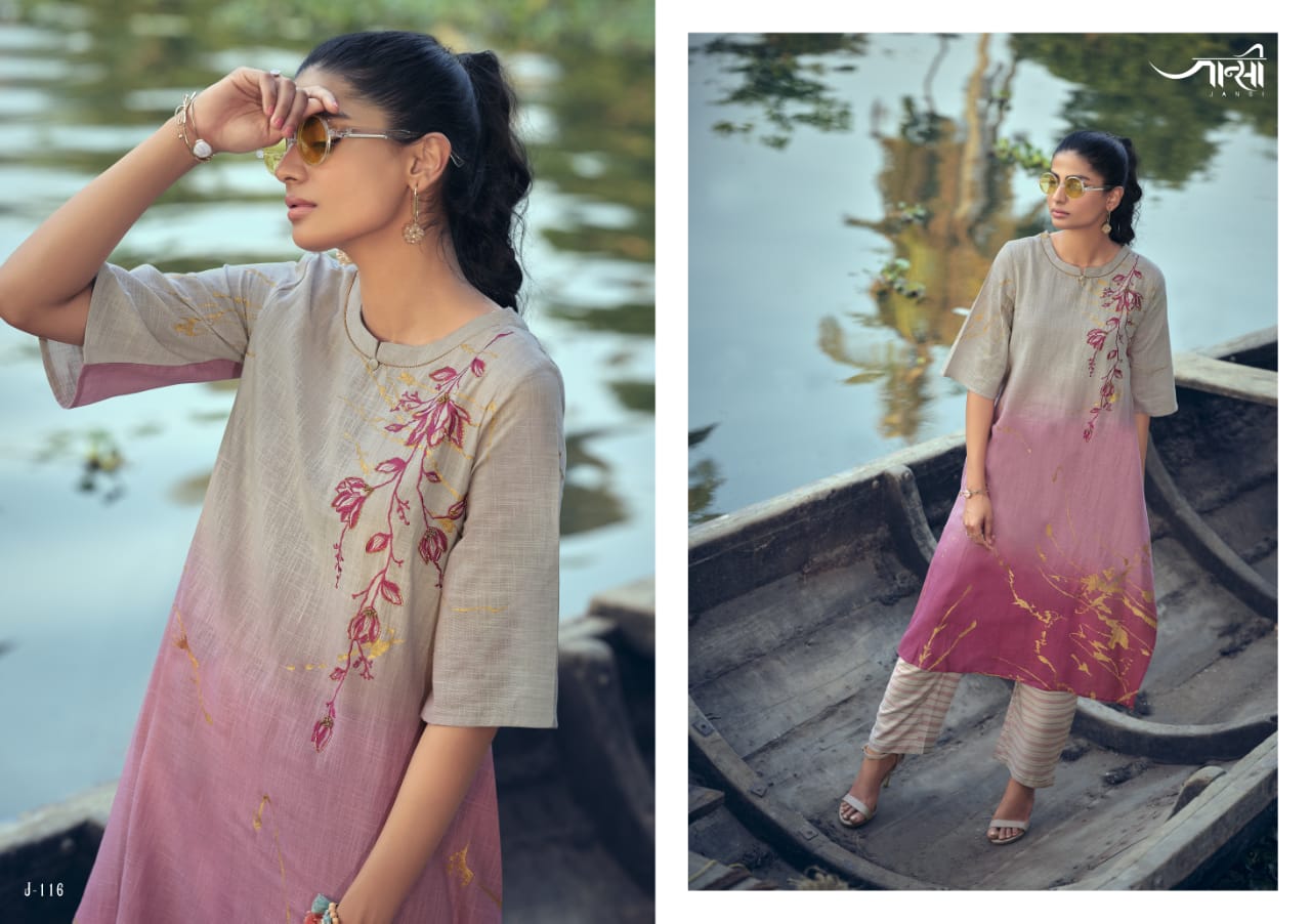 jansi zoey handloom cotton attrective look kurti with pant catalog