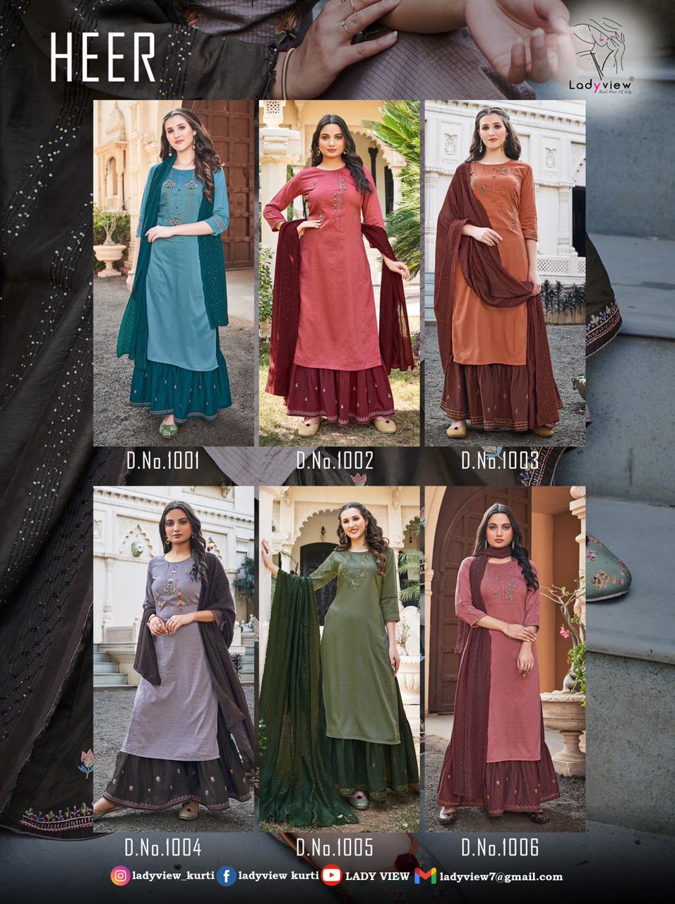 ladyview heer viscose new and modern style top with sharara and dupatta catalog
