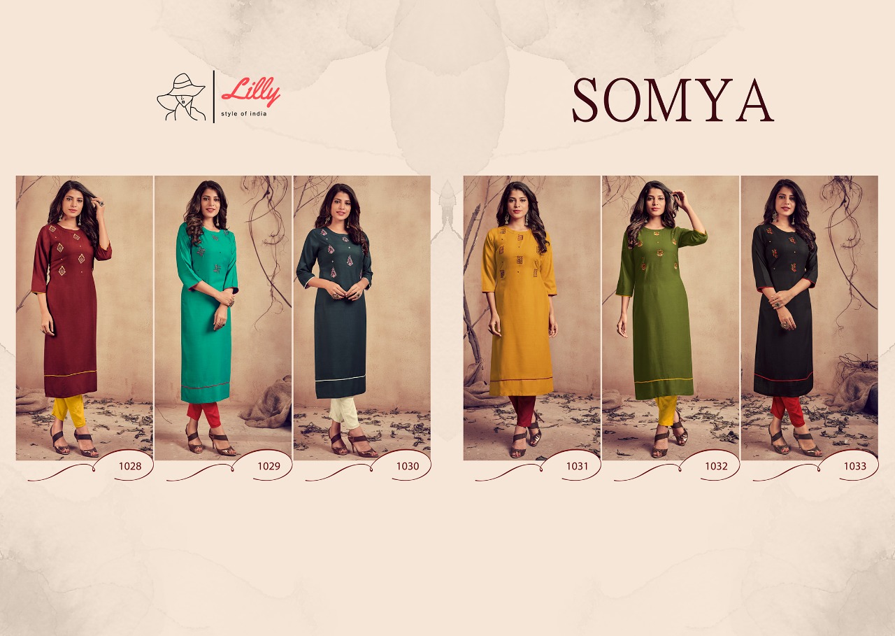 lilly style of india somya rayon catchy look kurti catalog