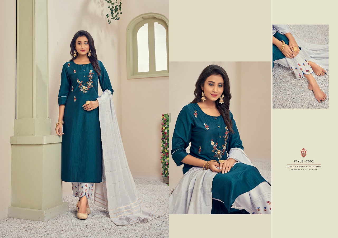 m i textile mili 7 silk gorgeous look top with bottom and dupatta catalog