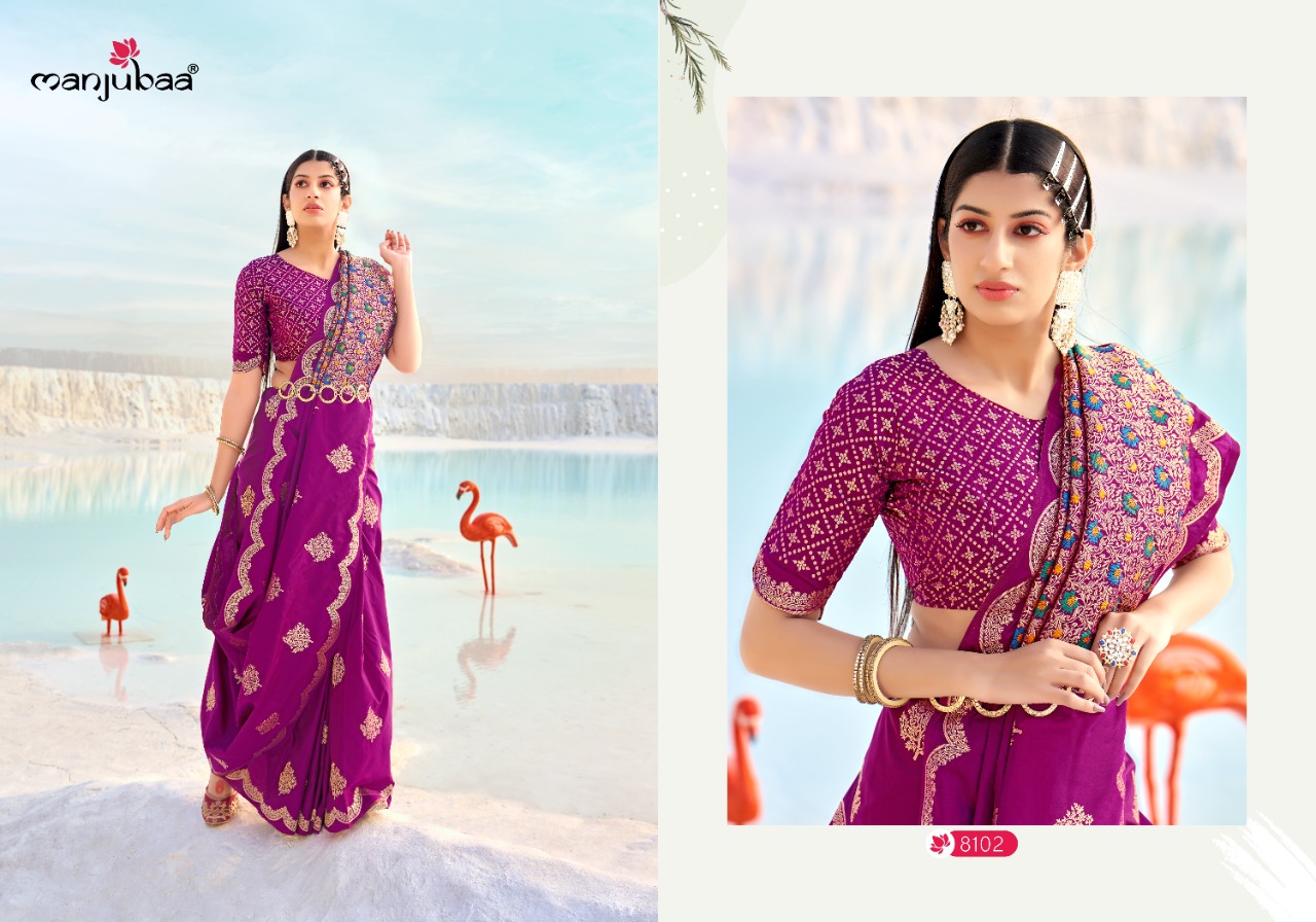 manjubaa madhur silk 8100 silk decent look saree catalog